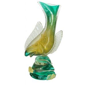 Vintage Murano Alfredo Barbini Bollicine Art Glass Koi Fish Sculpture 16" Tall G